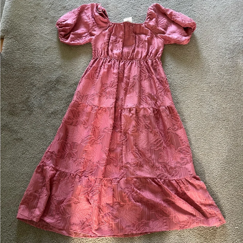 Dusty Rose Embroidered Midi Dress - Picture 5 of 5